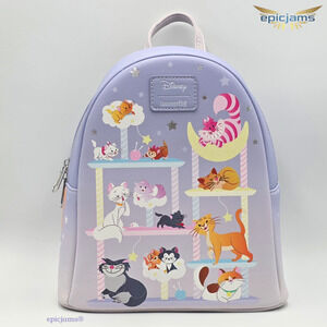 Loungefly Disney Cats Starry Night Purple Mini Backpack New